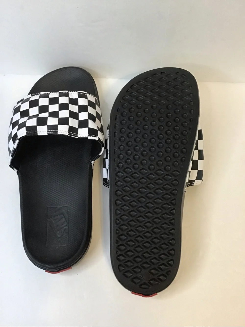 Vans Unisex Black & White Checkerboard Slide Sandals 8/9